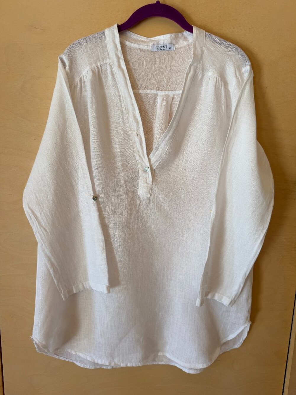 White,  Made in Italy, Rose Marie, Linen, Long, Pullover Top